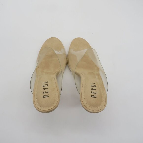 Revol Women's Clear Strap Heeled Mules Transparent PVC Design Size 7.5 NEW - Picture 4 of 7